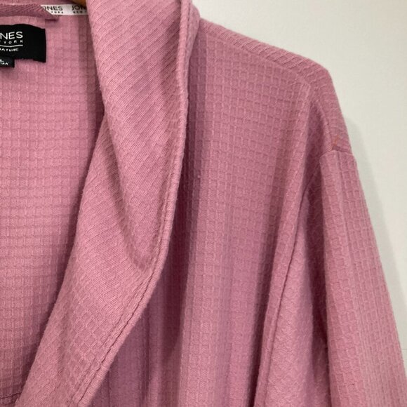 DKNY Women L Pink Cotton Blend Tie Waist Robe Spa Shower Soft Knit - Picture 7 of 11